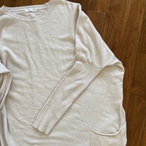Maternity- Pocketed Dolman sleeve cream sweater.